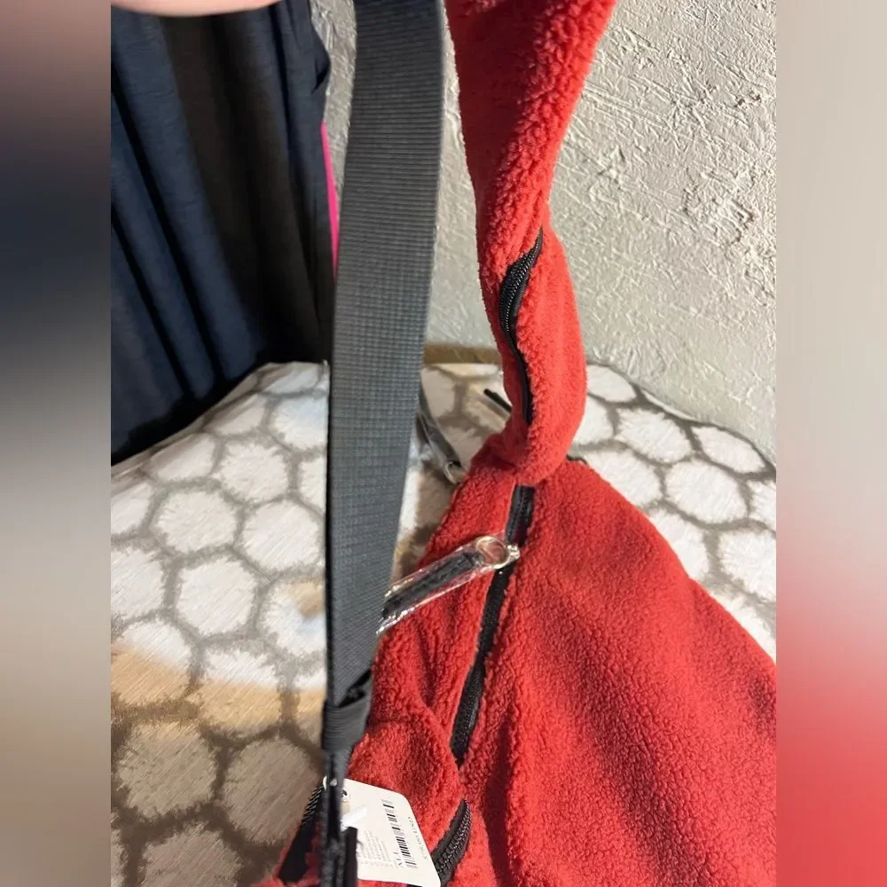 Free People Movement NWT Cabin Red Fuzzy Teddy Crossbody Bag